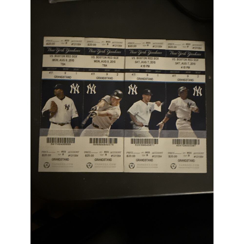 Set of 4 New York Yankees Unused Season Tickets from 2010